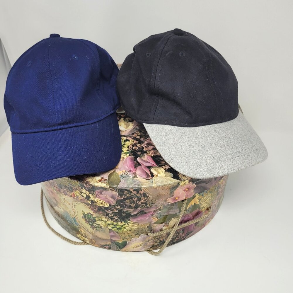 Lot of 2 Running Baseball Hats Caps - NWOT Unbranded - Navy & Two-Tone Gray